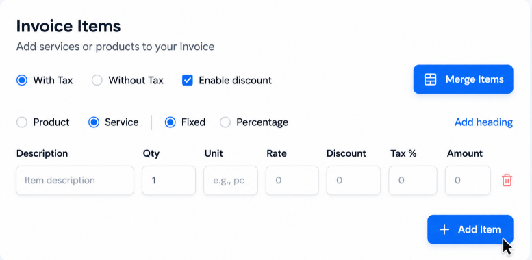 Include discounts, taxes, and services